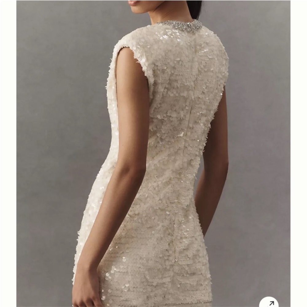 BHLDN Sequin Mini Dress with Silver Beaded V-Neck - Picture 2 of 4